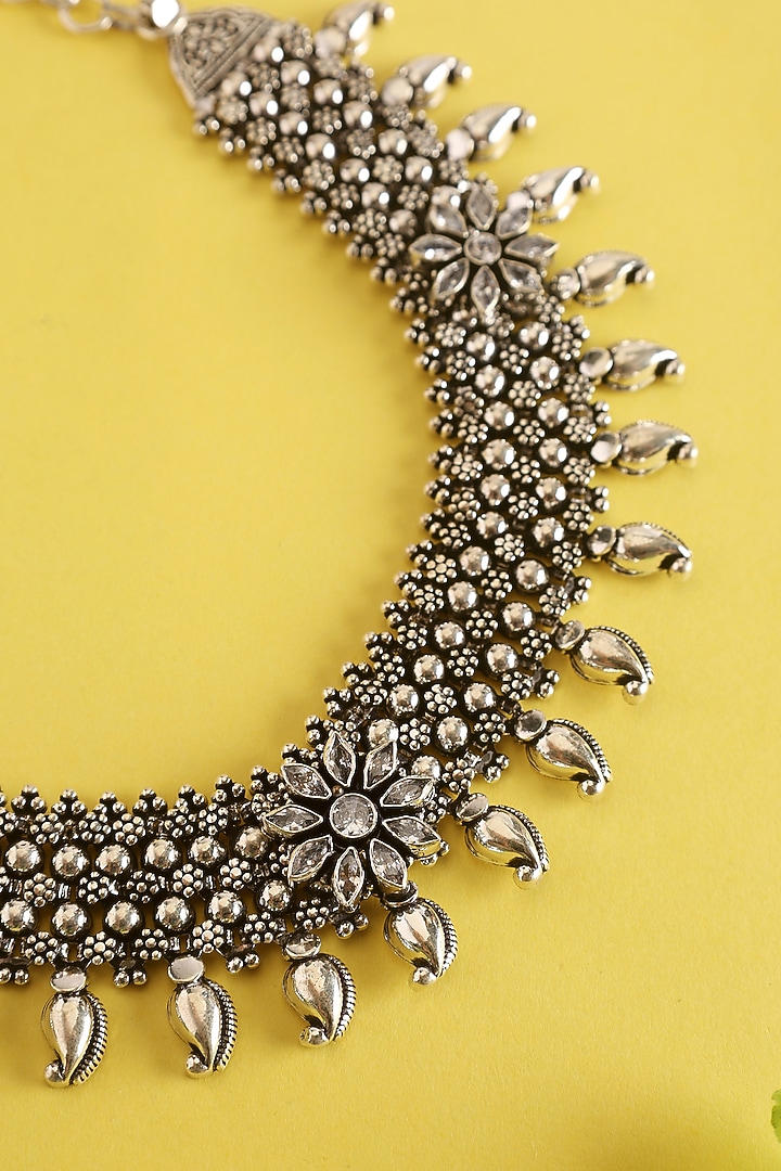 White Finish CZ Temple Tribal Necklace In Sterling Silver by Mero at Pernia's Pop Up Shop