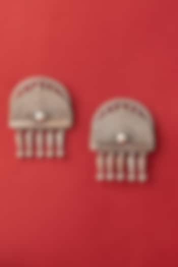 White Finish Temple Stud Earrings In Sterling Silver by Mero at Pernia's Pop Up Shop