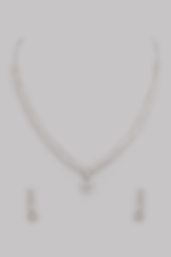 White Finish Cubic Zircon Necklace Set In Sterling Silver by Mero at Pernia's Pop Up Shop