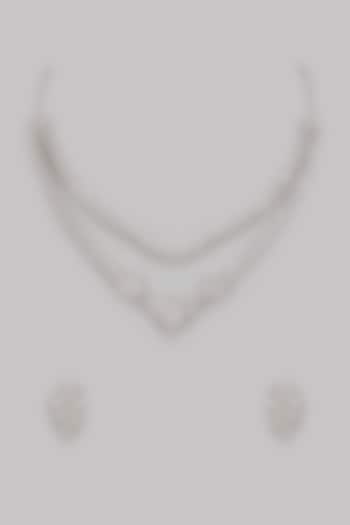 White Finish Cubic Zircon Necklace Set In Sterling Silver by Mero at Pernia's Pop Up Shop