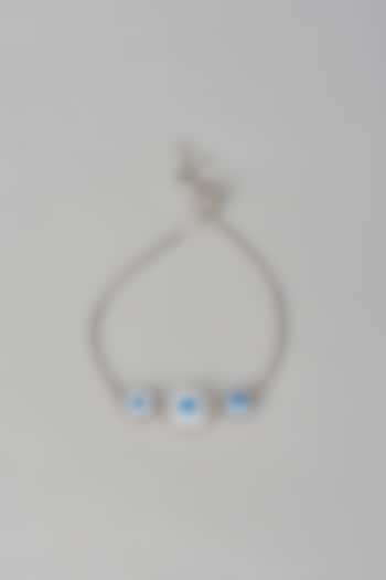 White Finish Zircon Evil Eye Bracelet In Sterling Silver by Mero at Pernia's Pop Up Shop