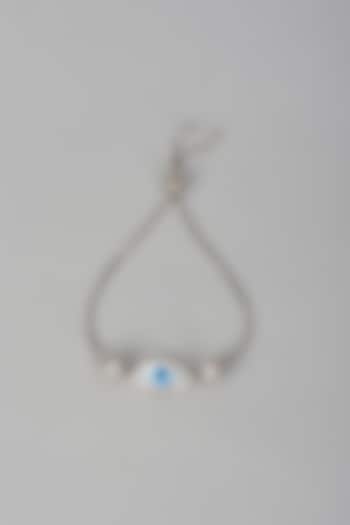 White Finish Zircon Evil Eye Bracelet In Sterling Silver by Mero at Pernia's Pop Up Shop