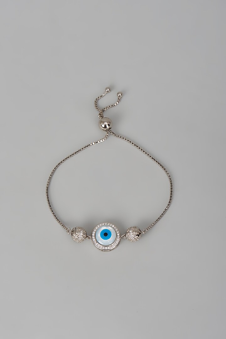 White Finish Zircon Evil Eye Bracelet In Sterling Silver by Mero at Pernia's Pop Up Shop