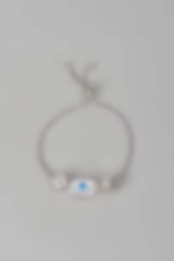White Finish Zircon Evil Eye Bracelet In Sterling Silver by Mero at Pernia's Pop Up Shop