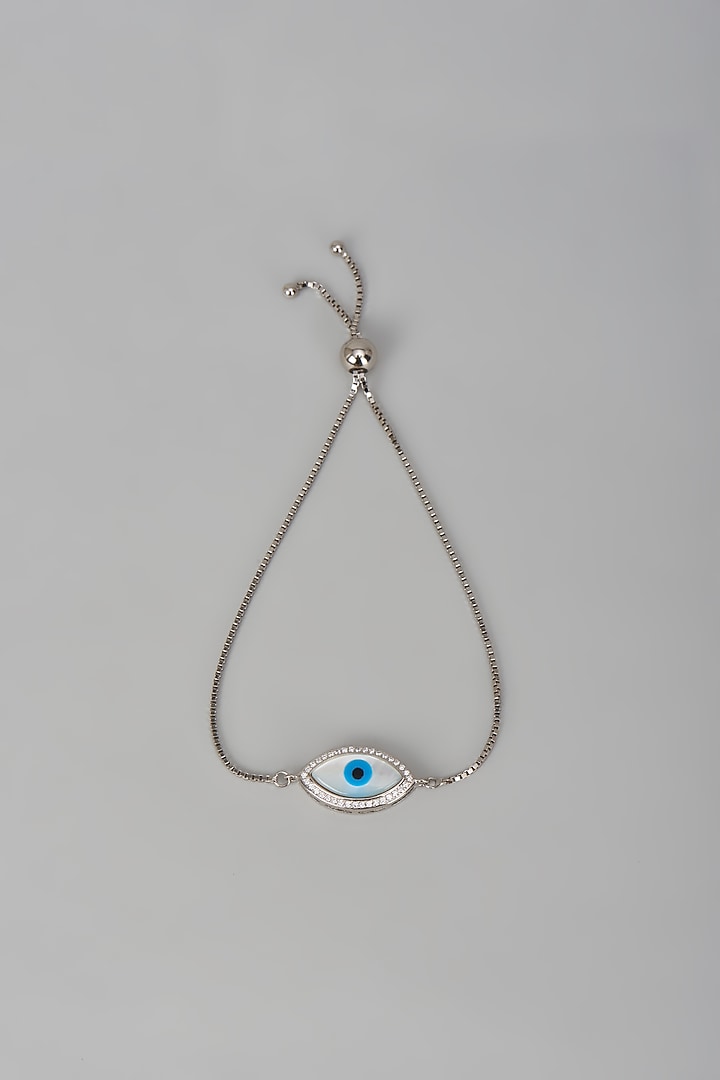 White Finish Zircon Evil Eye Bracelet In Sterling Silver by Mero at Pernia's Pop Up Shop