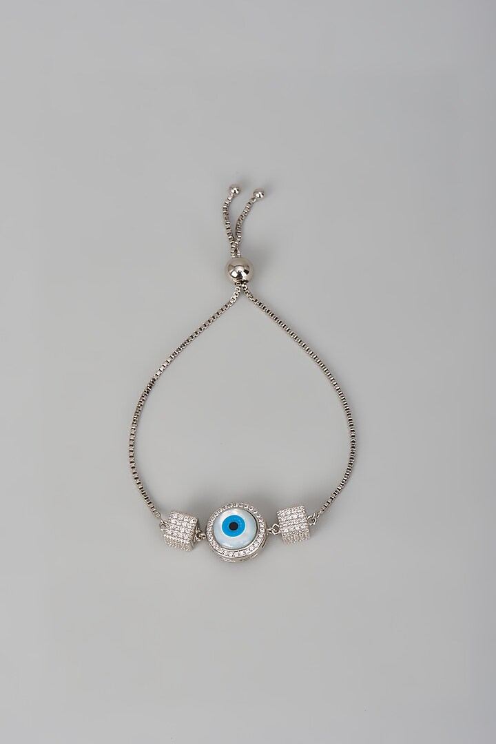White Finish Zircon Evil Eye Bracelet In Sterling Silver by Mero at Pernia's Pop Up Shop