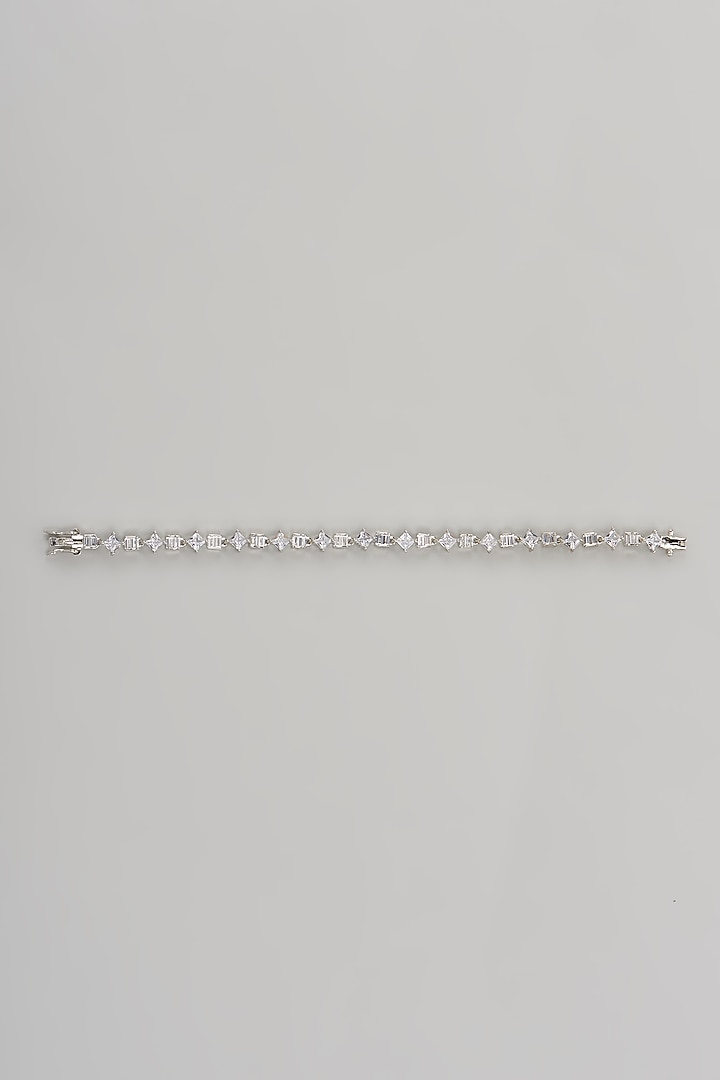 White Finish Cubic Zircon Bracelet In Sterling Silver by Mero at Pernia's Pop Up Shop