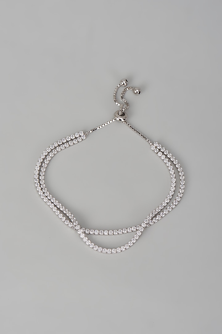 White Finish Cubic Zircon Bracelet In Sterling Silver by Mero at Pernia's Pop Up Shop