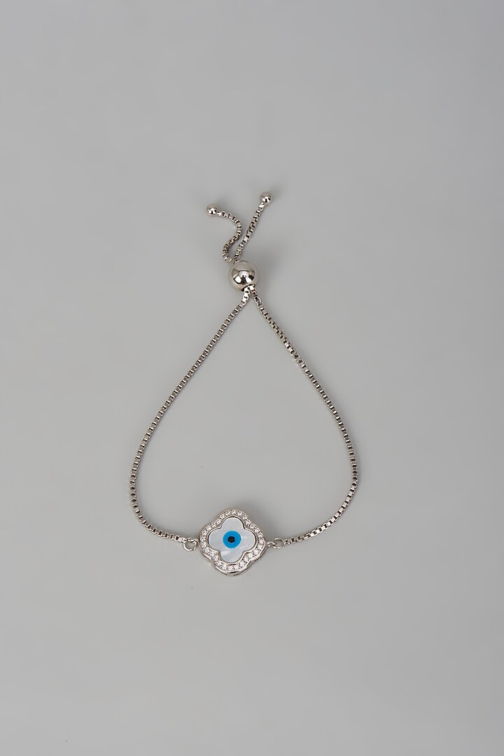 White Finish Zircon Evil Eye Bracelet In Sterling Silver by Mero at Pernia's Pop Up Shop