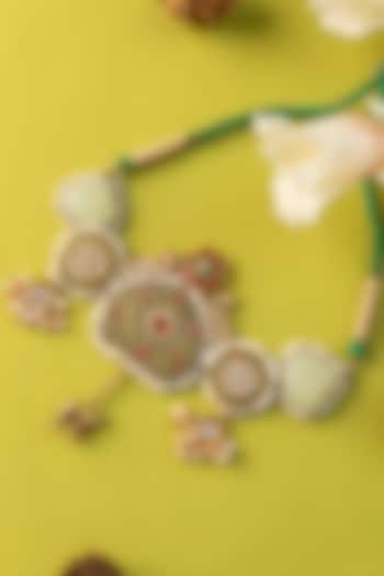 White Finish Kundan Polki & Jade Temple Choker Necklace In Sterling Silver by Mero at Pernia's Pop Up Shop
