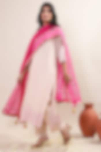 Baby Pink Organza Embroidered Kurta Set by MERAKI BY POONAM SSANYAA at Pernia's Pop Up Shop