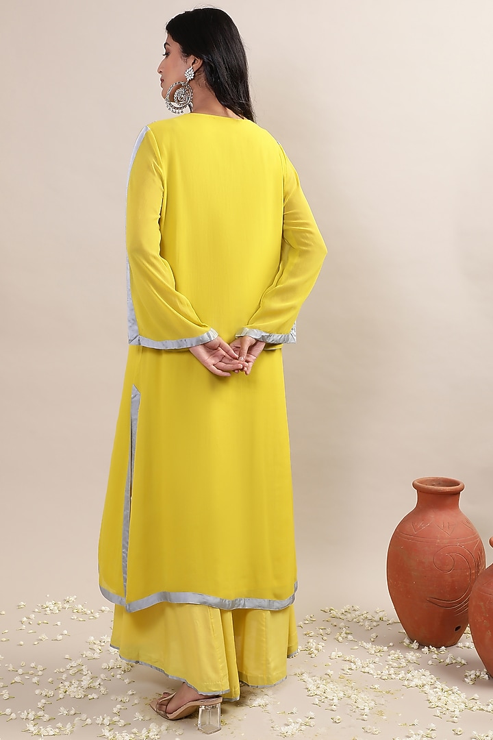 Lemon Georgette Sharara Set by MERAKI BY POONAM SSANYAA at Pernia's Pop Up Shop