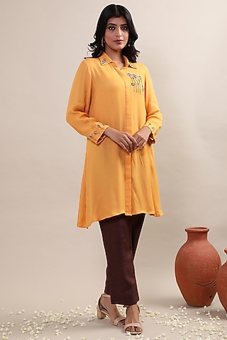 Brown Khadi Cotton Pant Set by MERAKI BY POONAM SSANYAA