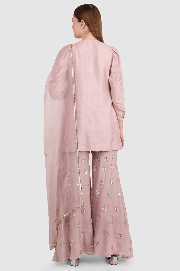 Mauve Viscose Organza Sequined Party Wear Sharara Set by Meraki By Rachna at Pernia's Pop Up Shop