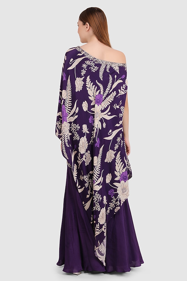 Purple Viscose Crepe Embellished Party Wear Sharara Set by Meraki By Rachna at Pernia's Pop Up Shop