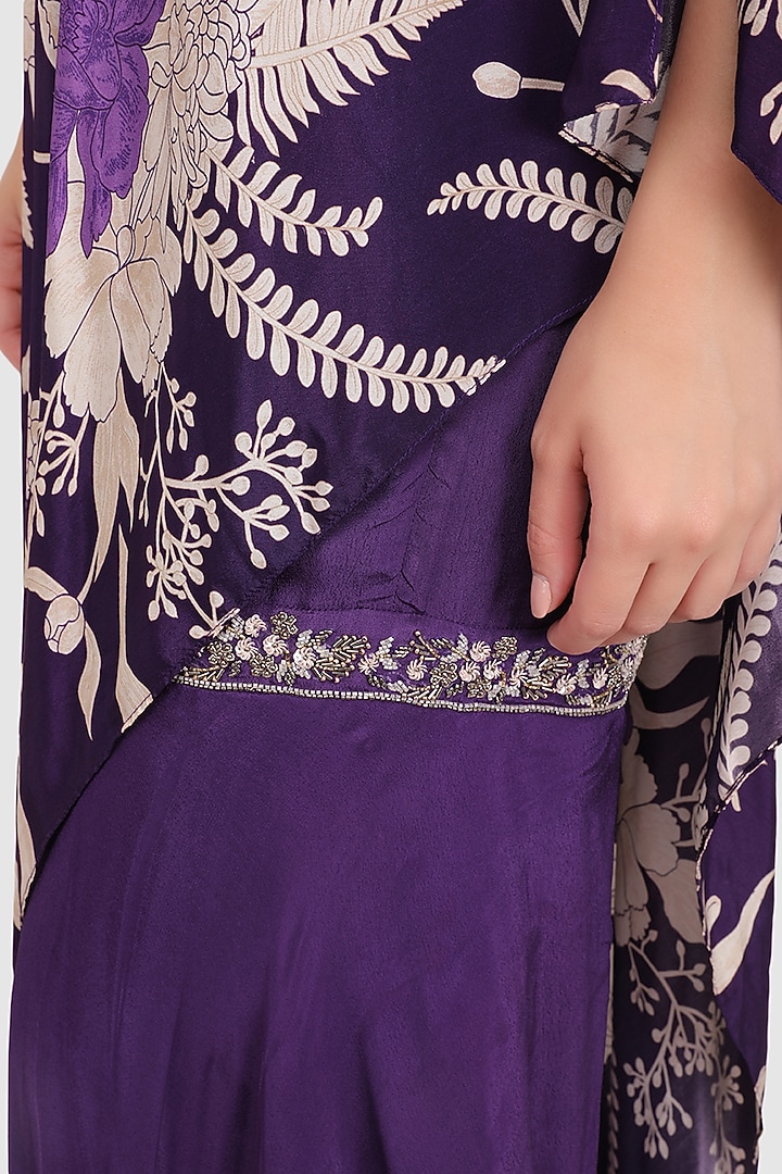 Purple Viscose Crepe Embellished Party Wear Sharara Set by Meraki By Rachna at Pernia's Pop Up Shop