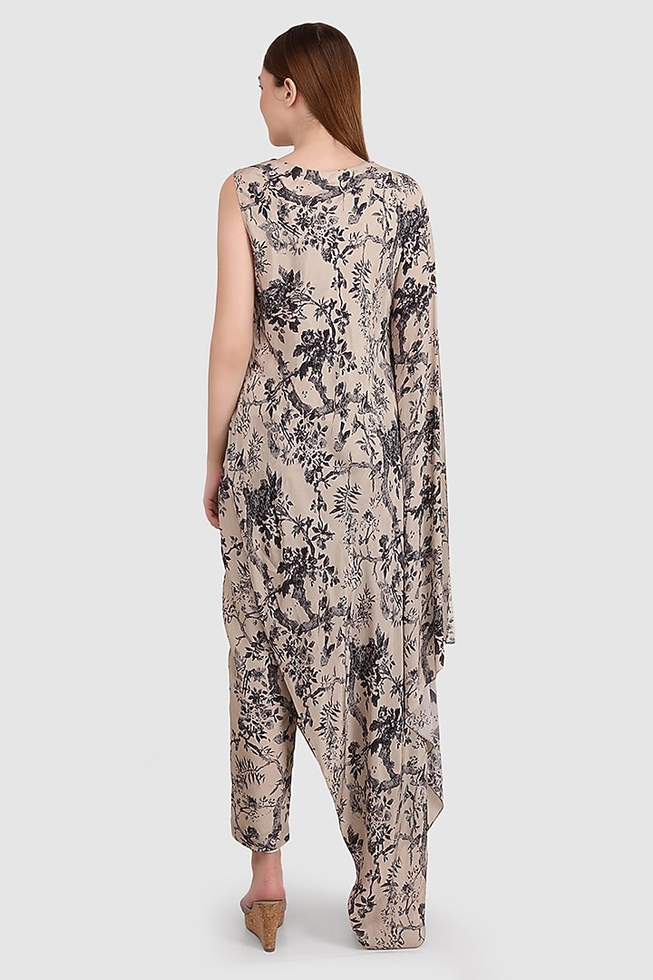 Fawn Viscose Crepe Printed Kurta Set by Meraki By Rachna at Pernia's Pop Up Shop