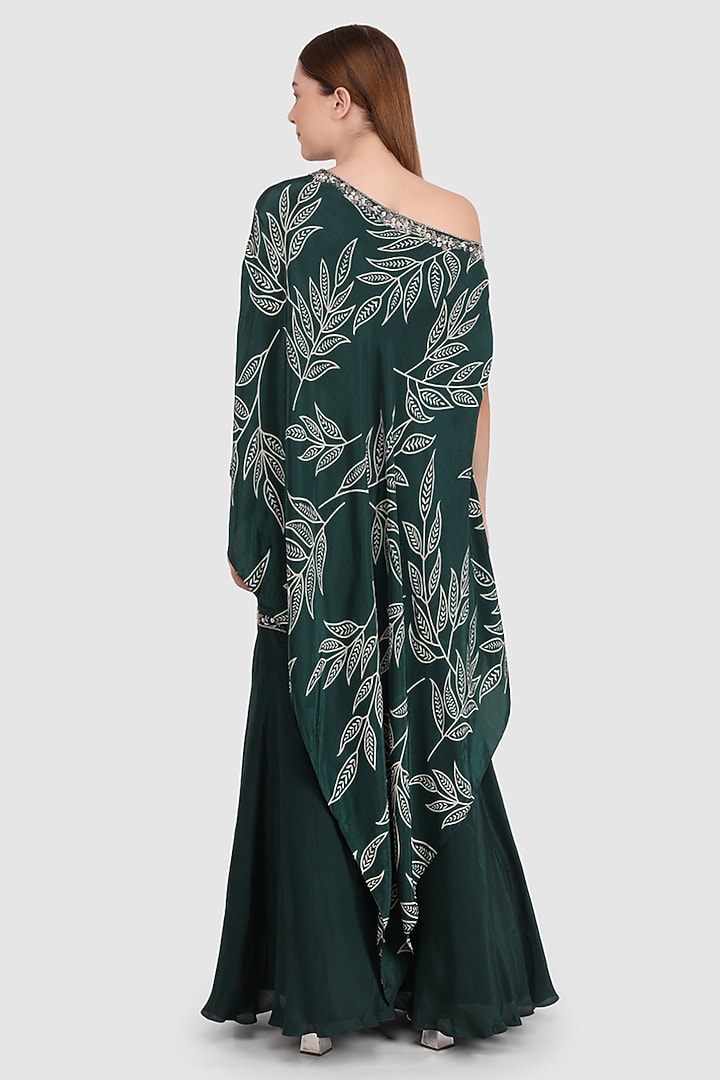 Green Viscose Crepe Embellished Party Wear Sharara Set by Meraki By Rachna at Pernia's Pop Up Shop
