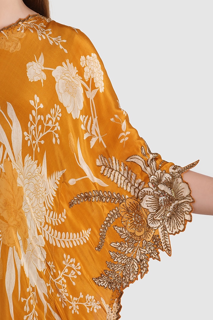 Mustard Viscose Crepe Draped Dhoti Set by Meraki By Rachna at Pernia's Pop Up Shop