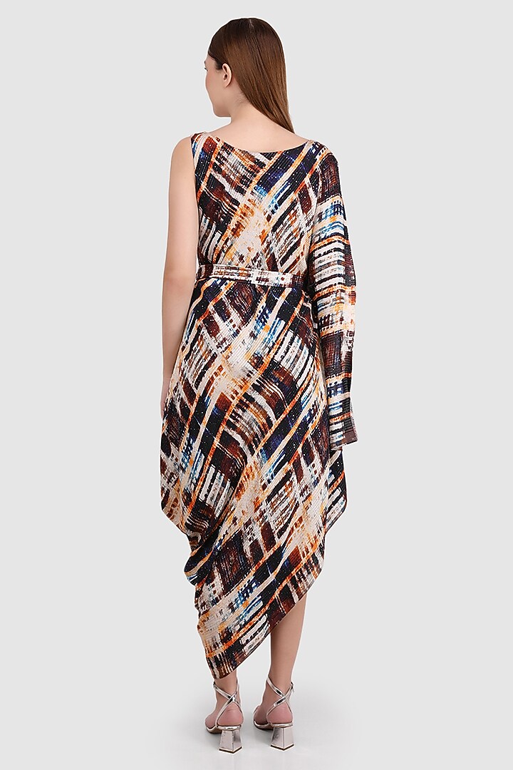Multi-Colored Viscose Muslin Cowl Draped Summer Dress by Meraki By Rachna at Pernia's Pop Up Shop