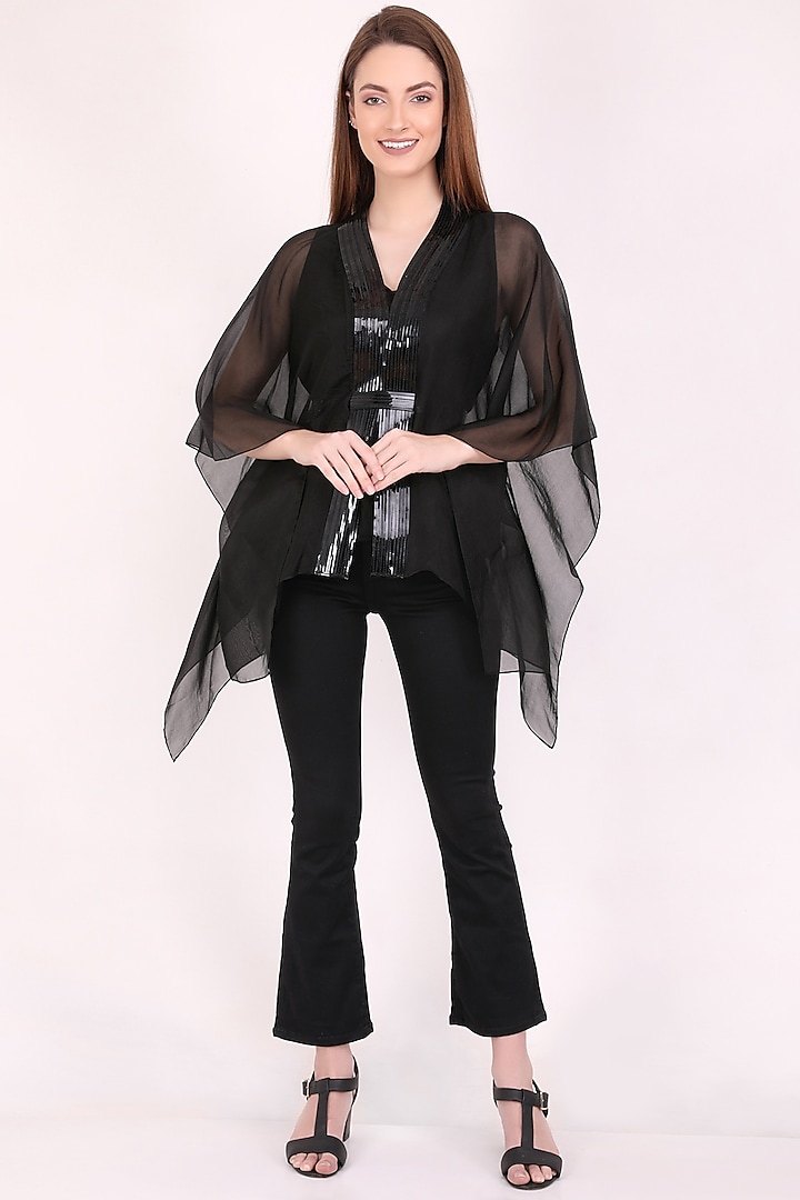 Black Organza Top by Meraki By Rachna at Pernia's Pop Up Shop