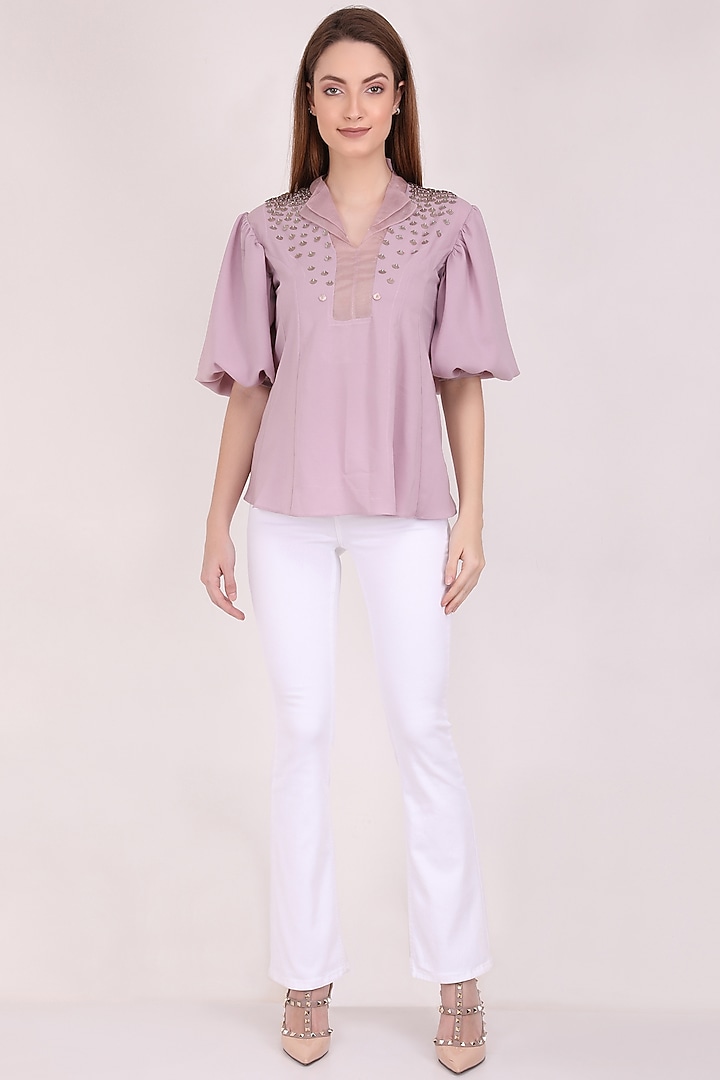 Lilac Chanderi Shirt by Meraki By Rachna at Pernia's Pop Up Shop