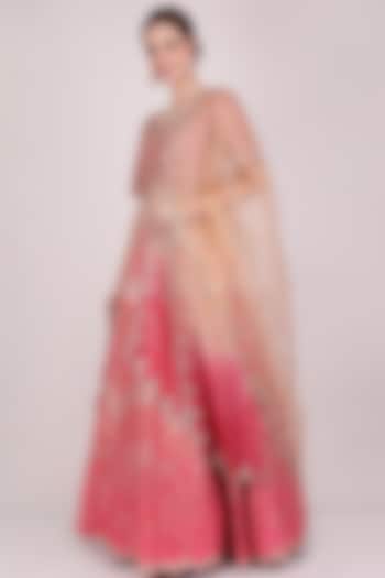 Pink Banarasi Embroidered Lehenga Set by Meraki By Rachna