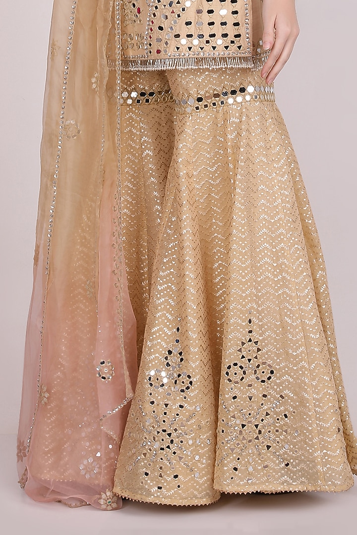 Gold Chanderi Silk Gharara Set by Meraki By Rachna at Pernia's Pop Up Shop