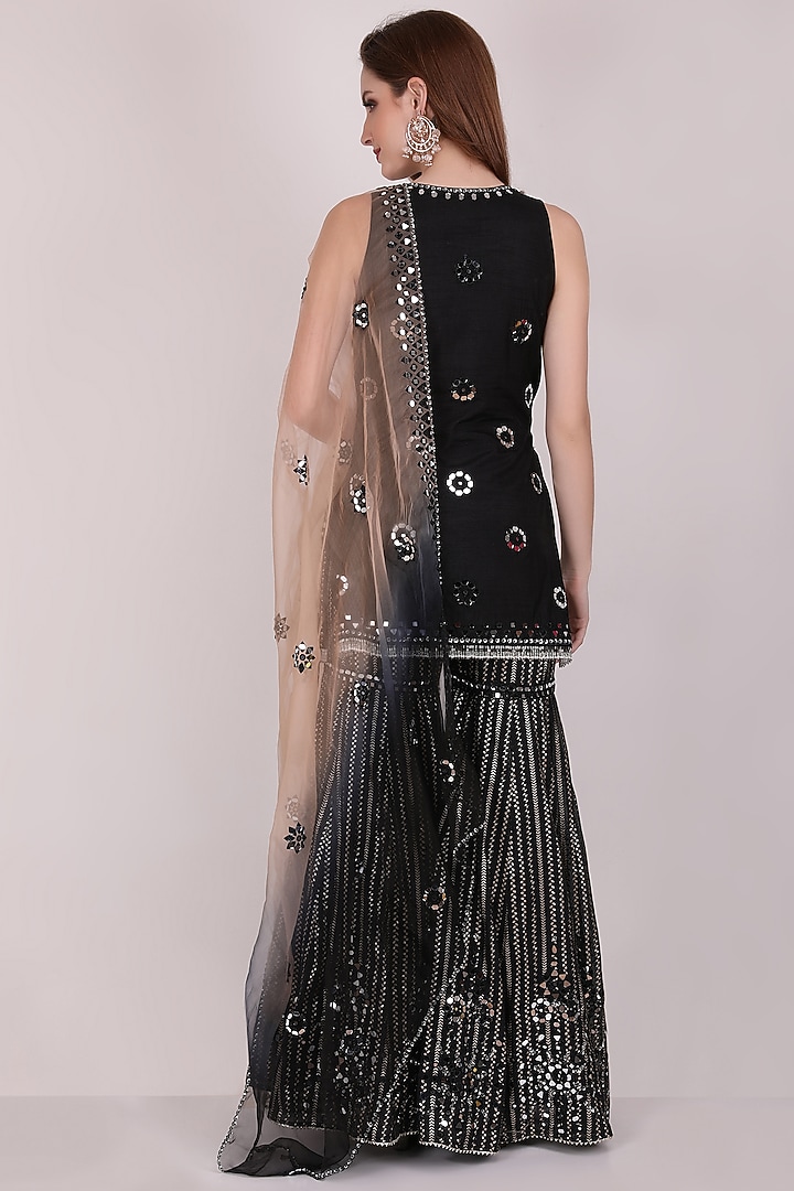 Black Banarasi Embroidered Gharara Set by Meraki By Rachna at Pernia's Pop Up Shop
