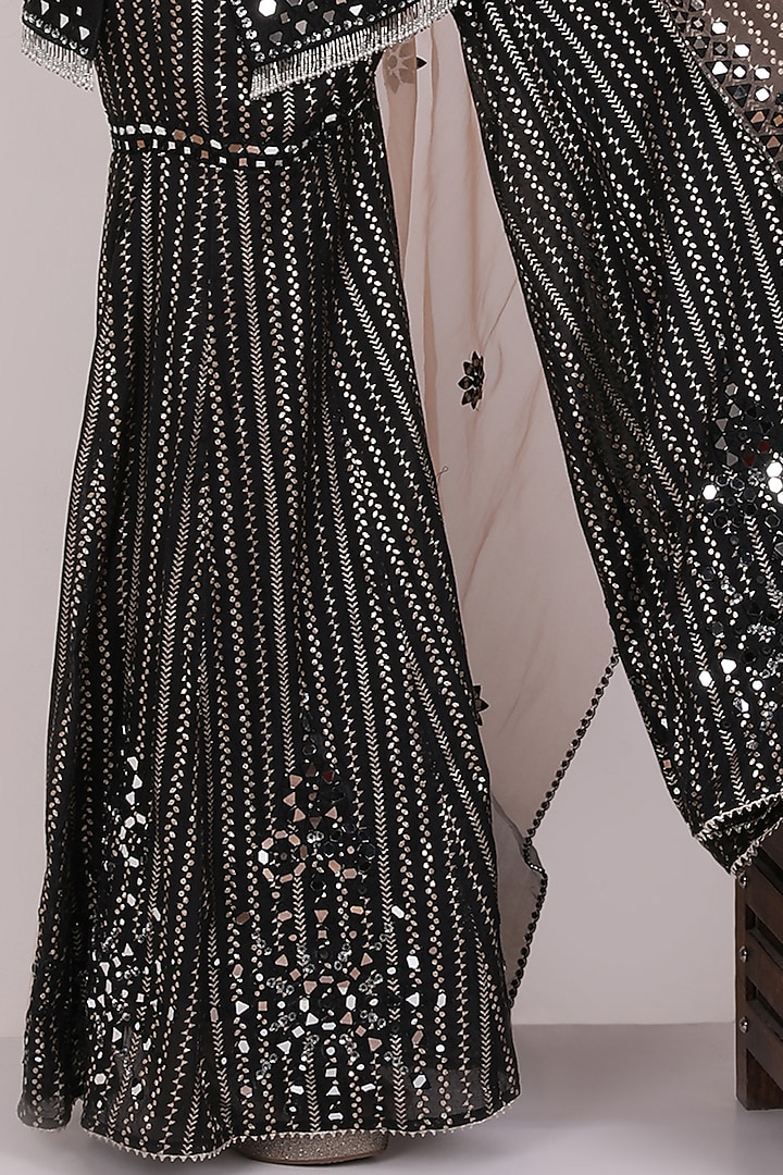 Black Banarasi Embroidered Gharara Set by Meraki By Rachna at Pernia's Pop Up Shop