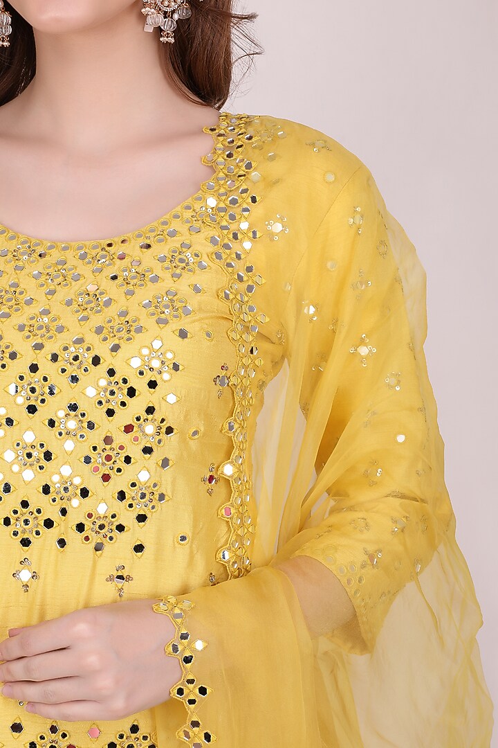 Yellow Chanderi Silk Embellished Gharara Set by Meraki By Rachna at Pernia's Pop Up Shop