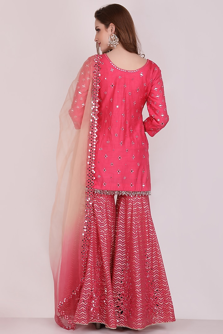 Fuchsia Chanderi Silk Embellished Gharara Set by Meraki By Rachna at Pernia's Pop Up Shop