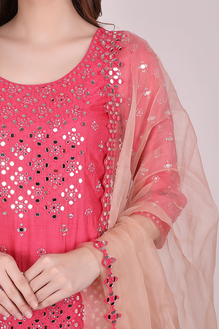 Fuchsia Chanderi Silk Embellished Gharara Set by Meraki By Rachna at Pernia's Pop Up Shop