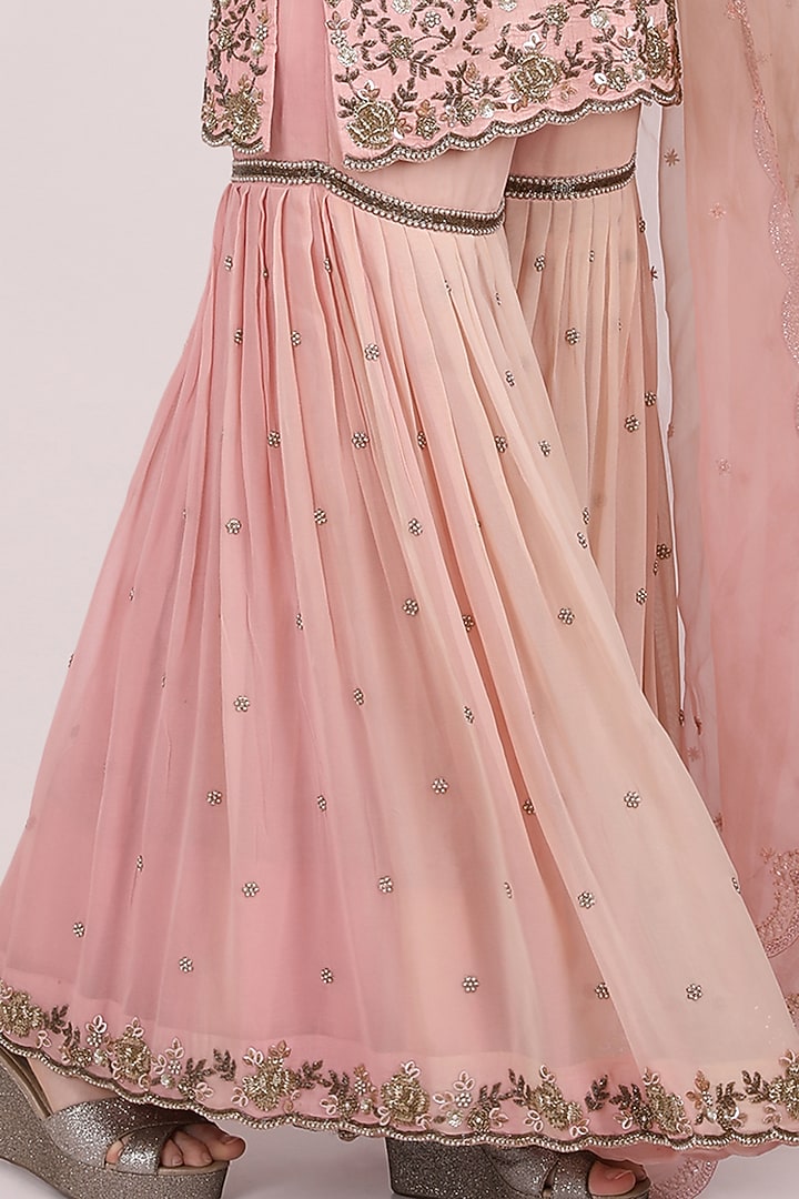 Blush Pink Chanderi Silk Gharara Set by Meraki By Rachna at Pernia's Pop Up Shop