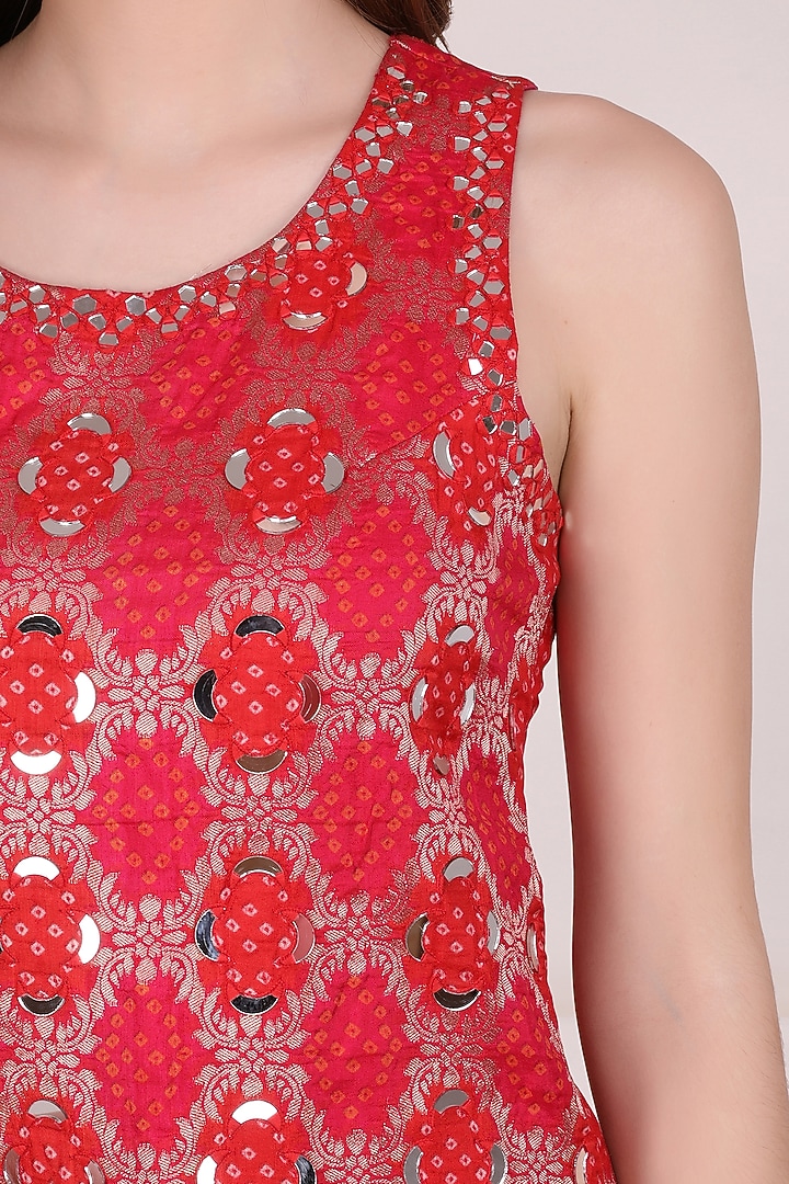 Red Georgette Gharara Set by Meraki By Rachna at Pernia's Pop Up Shop