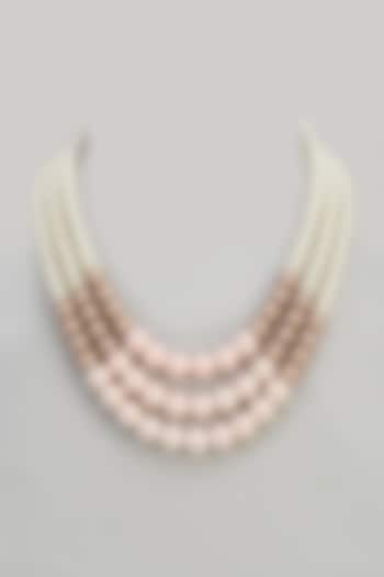 Ombre Of Pink & White Pearl Layered Necklace by Mesh Artisan