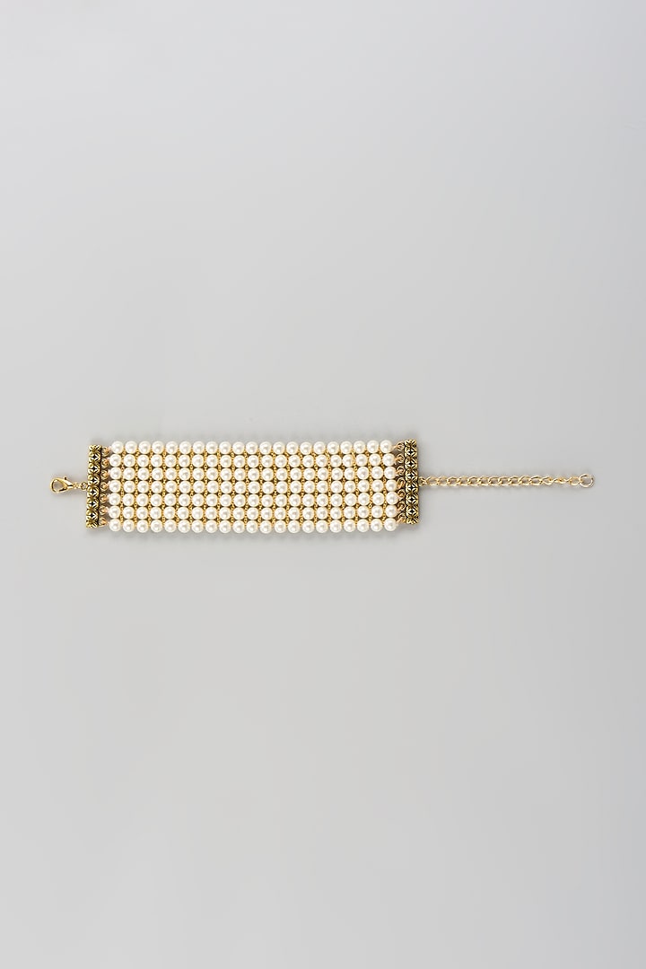 Two Tone Finish Pearl Bracelet by Mesh Artisan