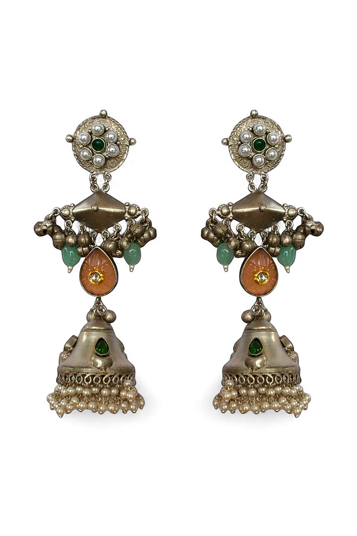 Silver Oxidised Finish Dangler Earrings by Mesh Artisan at Pernia's Pop Up Shop