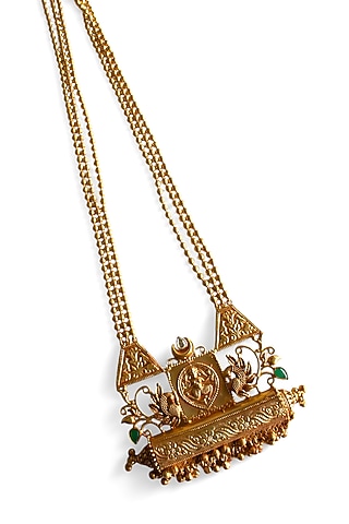 Gold Finish Ghungroo Long Necklace by Mesh Artisan