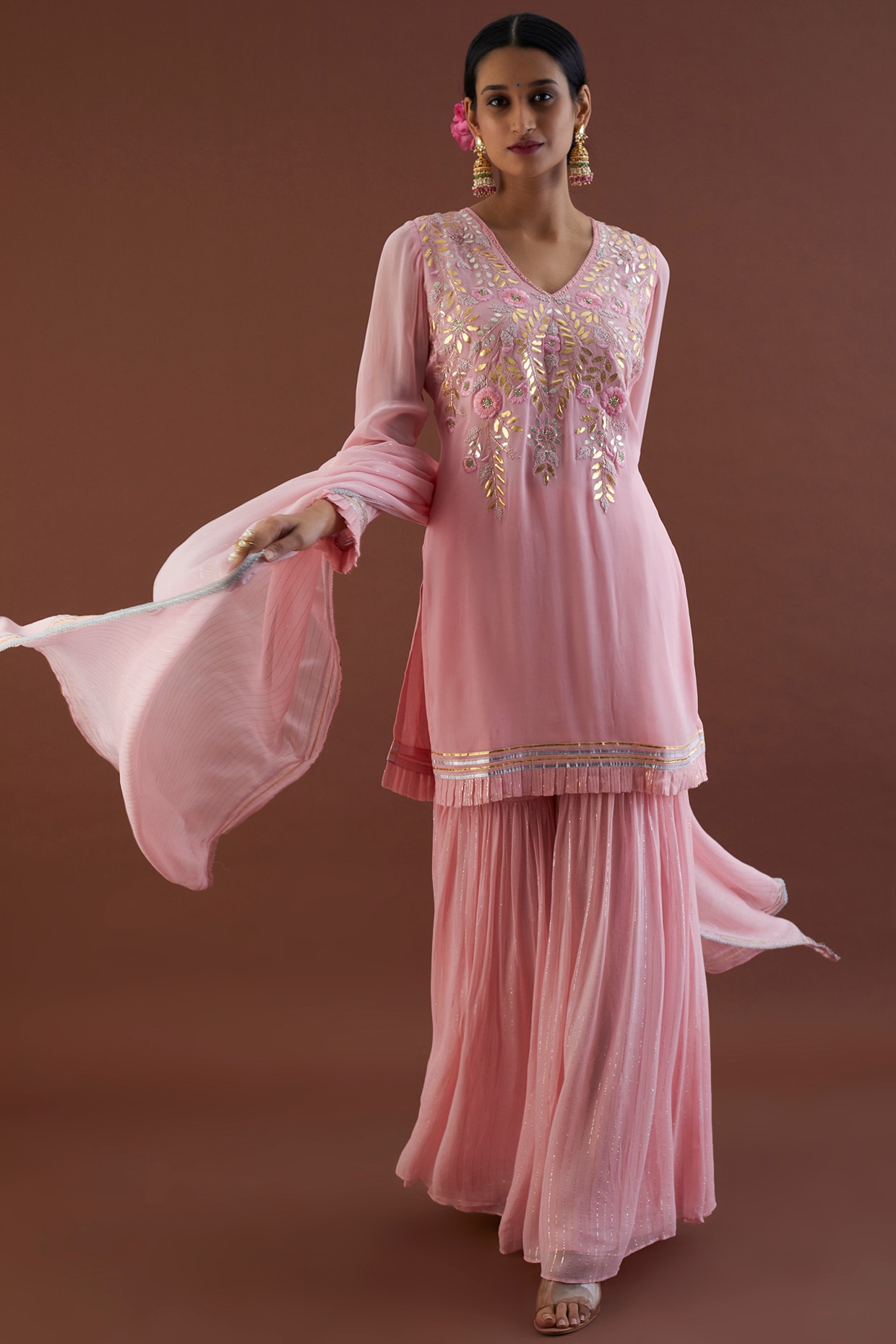 Pink Kurta Trouser Set with Dupatta | Dress indian style, Tunics online,  Fashion