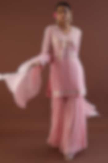 Blush Pink Georgette Gharara Set by Metamorphs