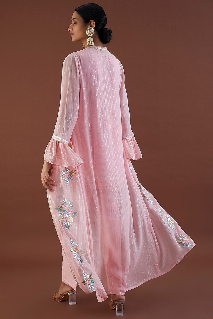 Blush Pink Embroidered Jacket Set by Metamorphs at Pernia's Pop Up Shop