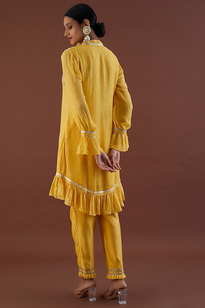 Pale Yellow Embroidered Tunic Set by Metamorphs at Pernia's Pop Up Shop