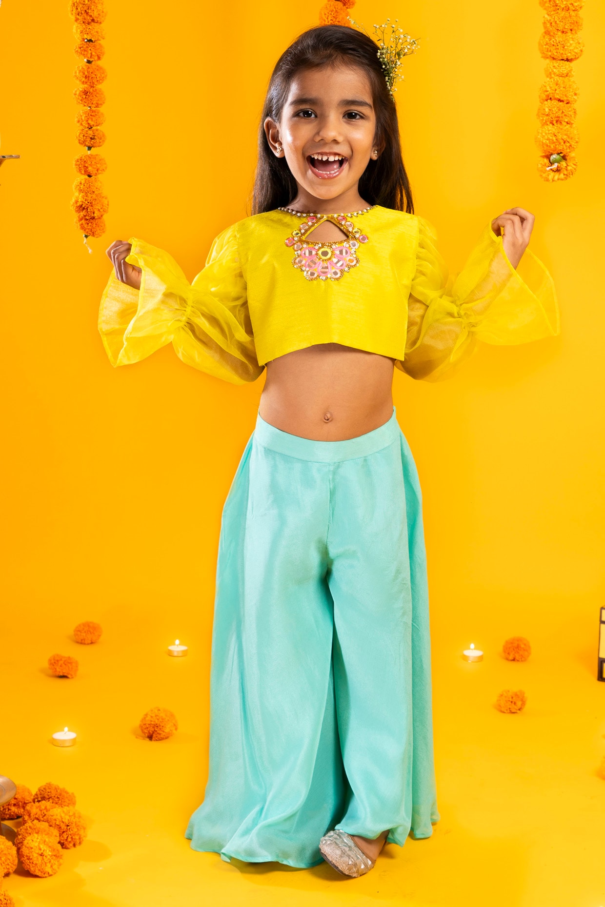 Girls yellow pants best sale