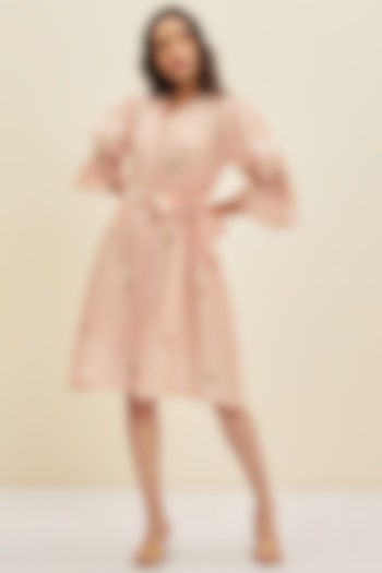 Blush Pink Silk Cotton Organza Knee-Length Summer Dress by Meadow at Pernia's Pop Up Shop