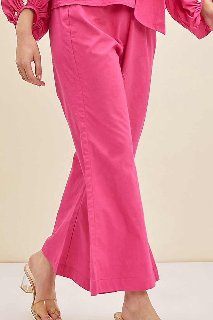 Fuchsia Cotton Poplin Flared Pant Set by Meadow at Pernia's Pop Up Shop