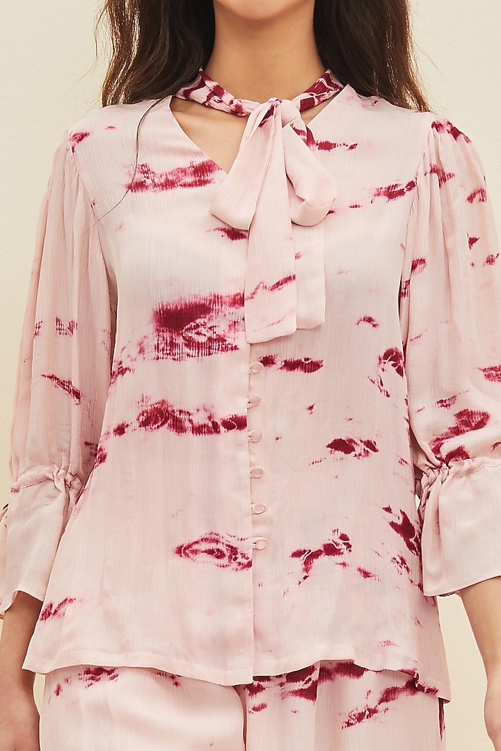 Blush Pink Hand Tie-Dyed Flowy Blouse by Meadow at Pernia's Pop Up Shop