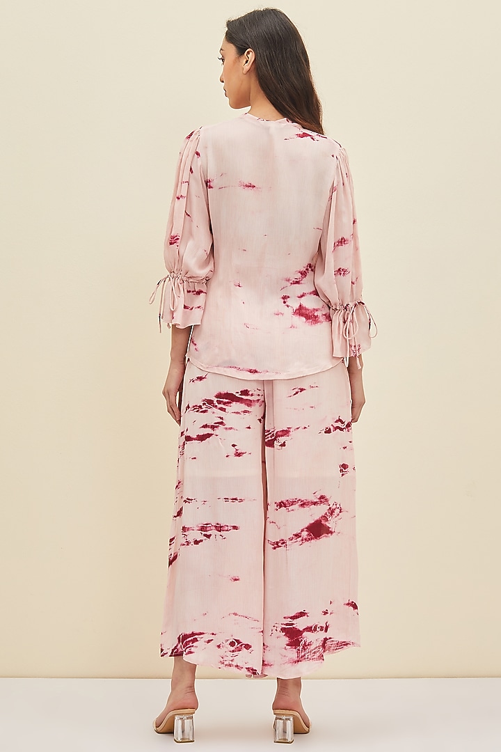 Blush Pink Tie-Dyed Flared Pants by Meadow at Pernia's Pop Up Shop