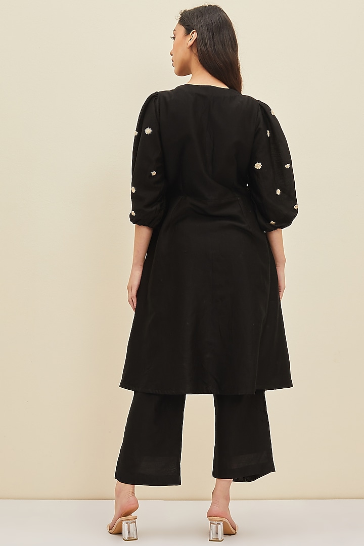 Black Hand Embroidered Tunic Set by Meadow at Pernia's Pop Up Shop