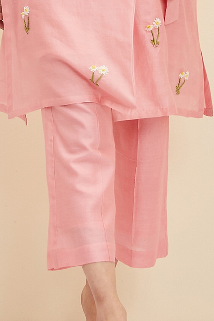 Poppy Pink Hand Embroidered Tunic Set by Meadow at Pernia's Pop Up Shop